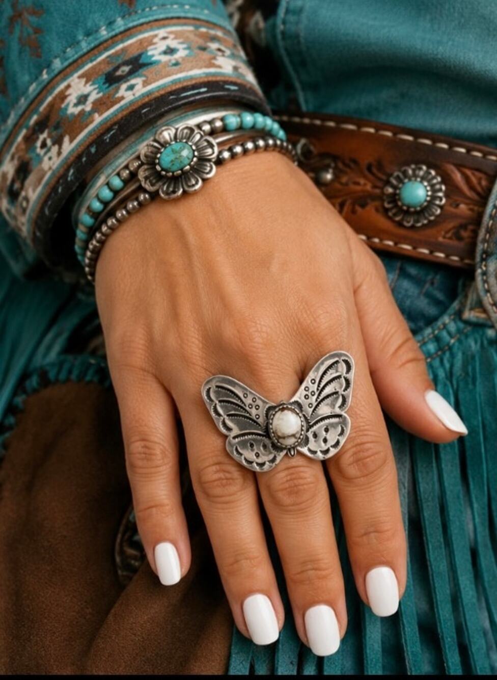Wild Horse Turquoise set in a large Sterling Silver Butterfly 🦋